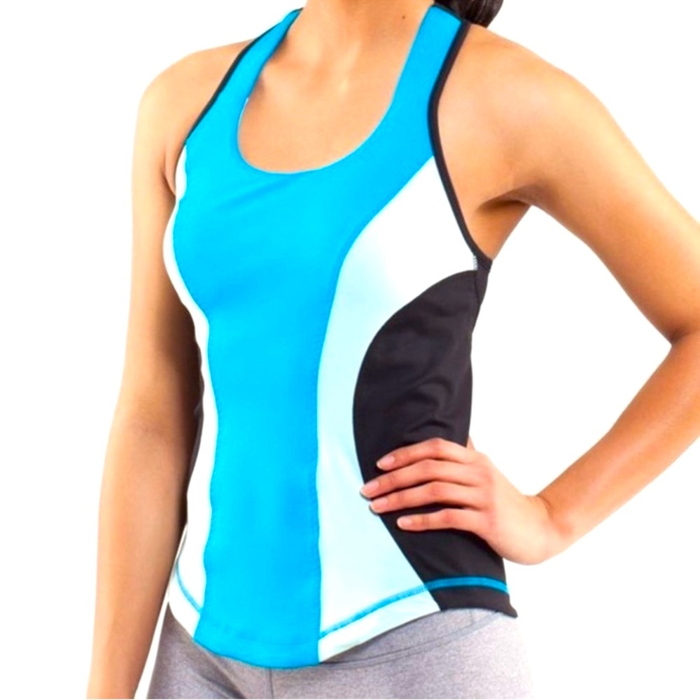 Lululemon Cardio Kick Tank Racerback Built in Bra Colorblock Blue- 6 Dot - Picture 6 of 7